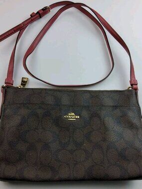 Coach F58316 Signature POP Crossbody East/West Leather Handbag